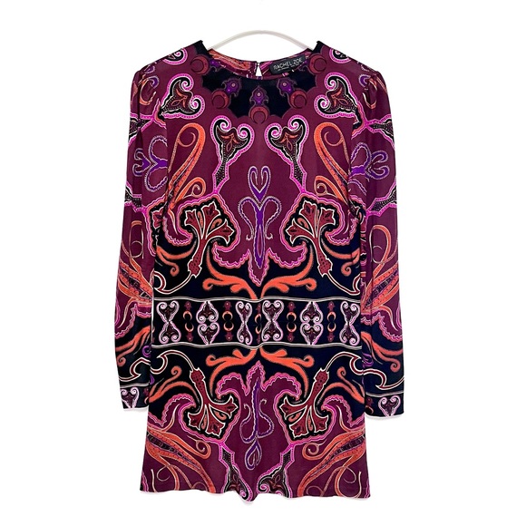 Rachel Zoe x Revolve Silk Magnum Shift Dress in Bordeaux Print Size 6 Keyhole - Picture 2 of 12
